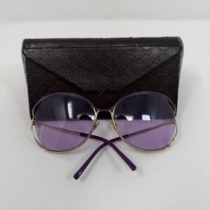 Gucci GG 2846/N/S Oversized Round Sunglasses Gold Purple Tint Made in Italy